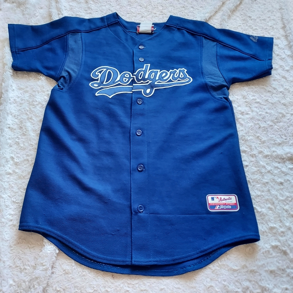 Majestic Los Angeles Dodgers Baseball Blue Jersey Small Champions Pantone